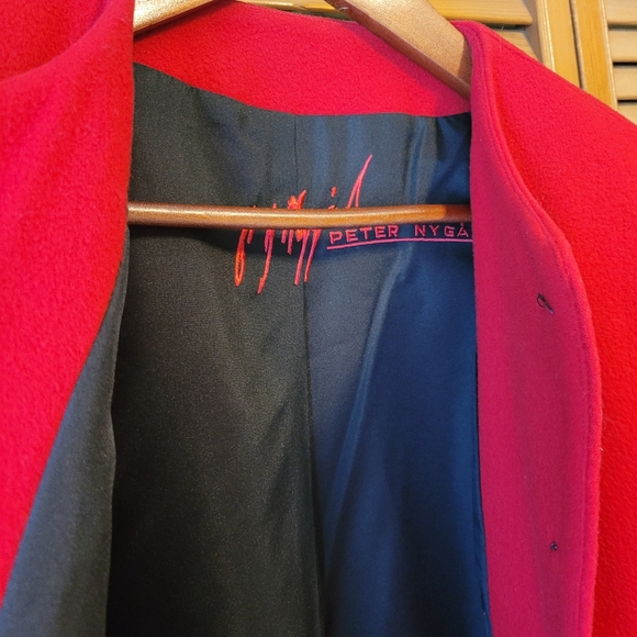 Peter Nygard Red & Black Wool Blend Jacket with Pockets - Picture 3 of 8